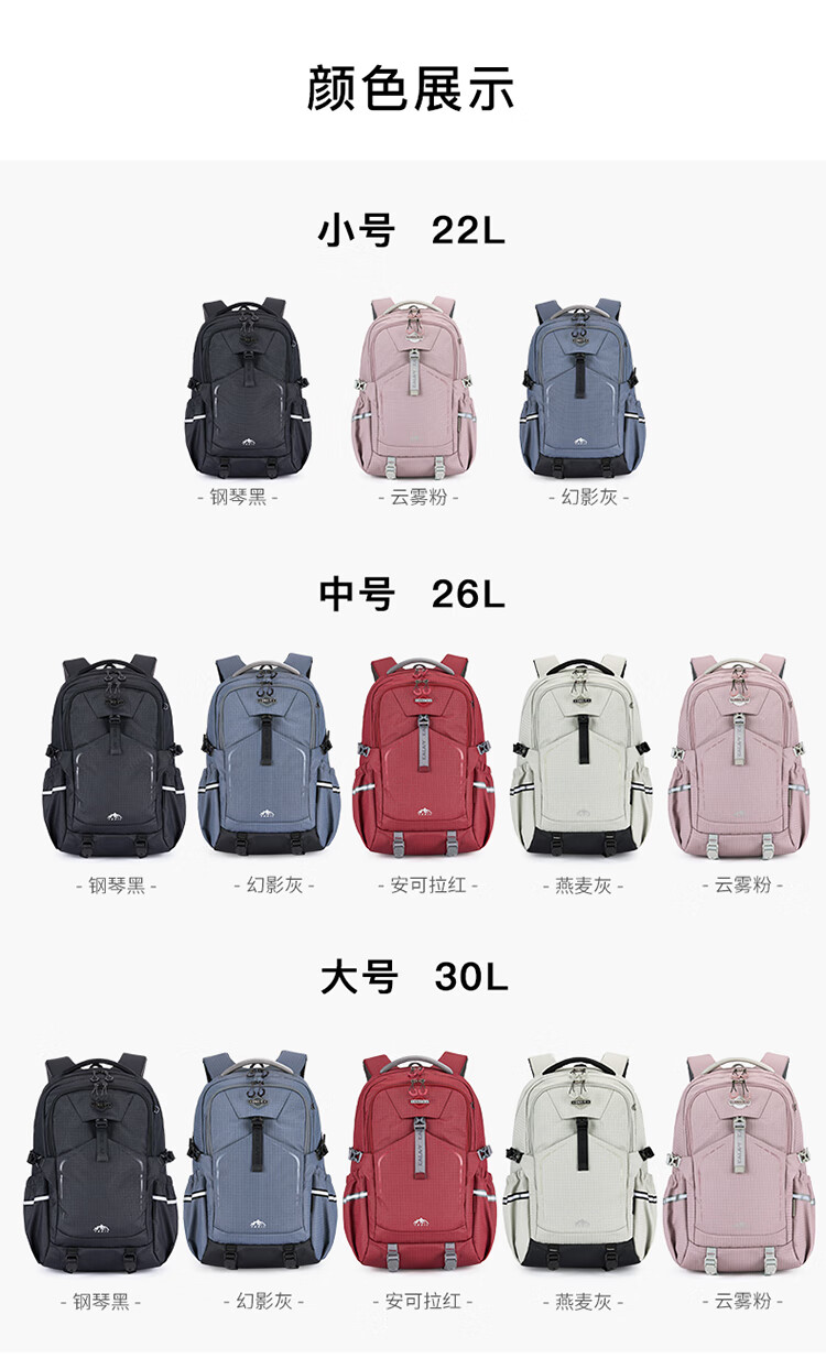 KALA·Y Middle School Student Backpack, Large Capacity, Lightweight, Casual Outdoor Backpack, Stylish And Attractive Unisex Shoulder Bag for Travel 15