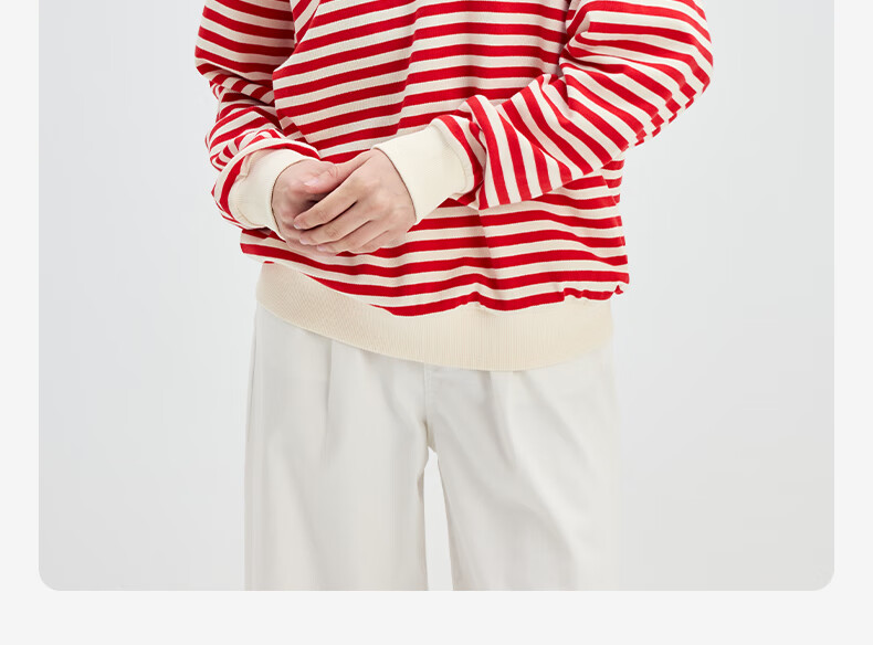 Navikail Italian Small Sailboat Women's Cotton Loose Long Sleeve Sweatshirt Striped Crew Neck T-Shirt 2315005501 Red White L 14