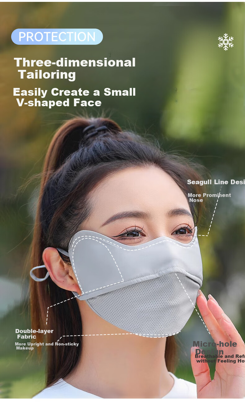 FitonTon Sun Protection Face Mask for Women, Summer Breathable Seamless UV-Resistant Cycling Driving Sunshade Face Shield 4