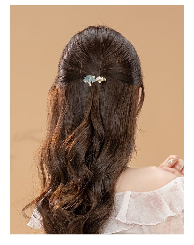CHIMERA Vintage Style Double Fan Rhinestone Hair Clip Pearl Duckbill Clip Side Bang Clip Hairpin 6.1 Children's Day Gift 6
