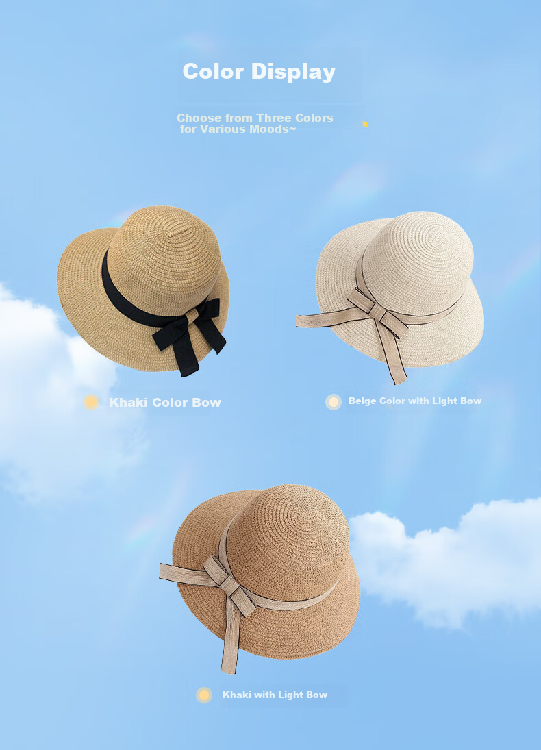 GLO-STORY Women's Sun Hat Outdoor Straw Hat for Travel, Beach, Korean Style Butterfly Bow Trendy WMZ824172 8