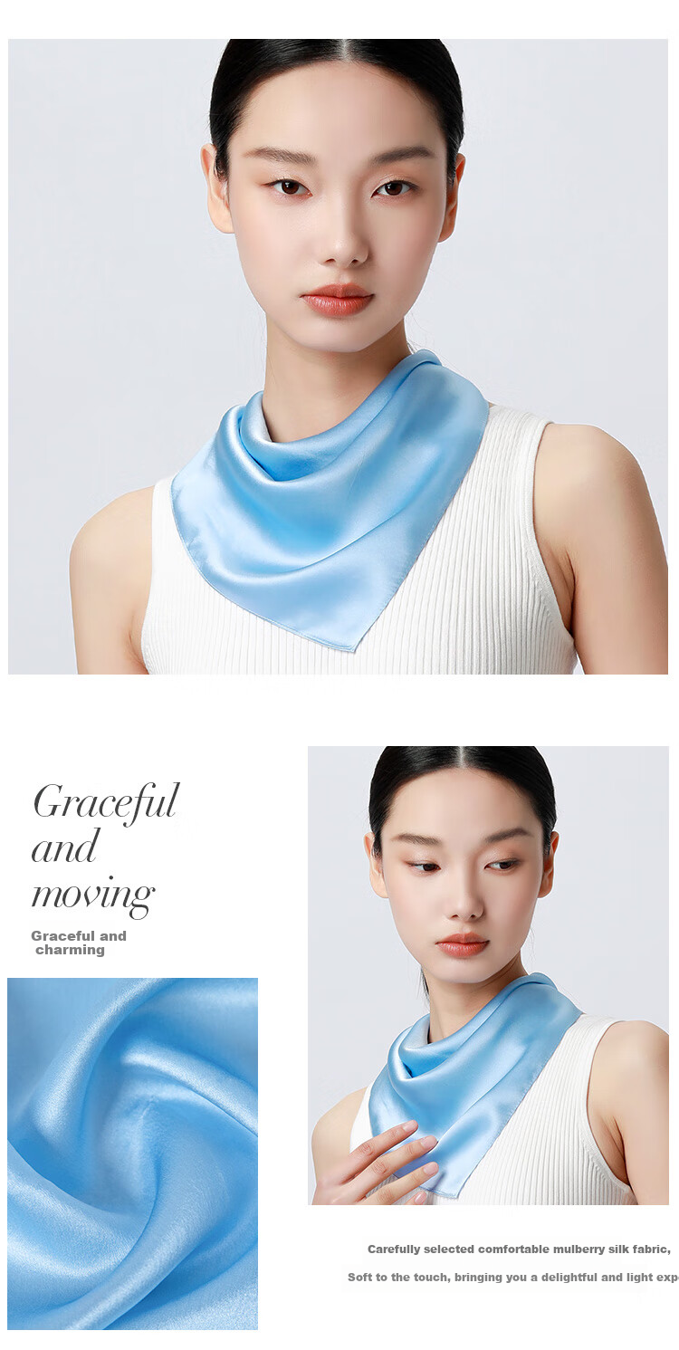 Sijie [High Value for Money] Silk Scarf for Women, 100% Mulberry Silk Scarf, Solid Color Necktie, Mid-Autumn Festival Gift 6