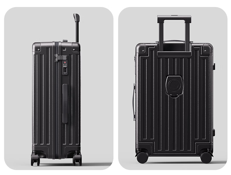 Lee High-Quality Suitcase with Cup Holder, Multifunctional Luggage, Travel Case, Student Password Lock Suitcase, Gray with Brown, 26 Inches 20