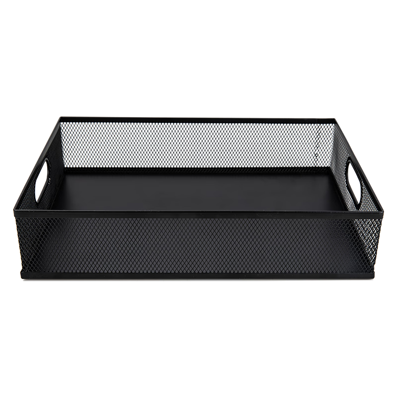 Deli Metal Storage Basket File Tray Hollow Mesh Document Organizer Invoice Storage Box Black