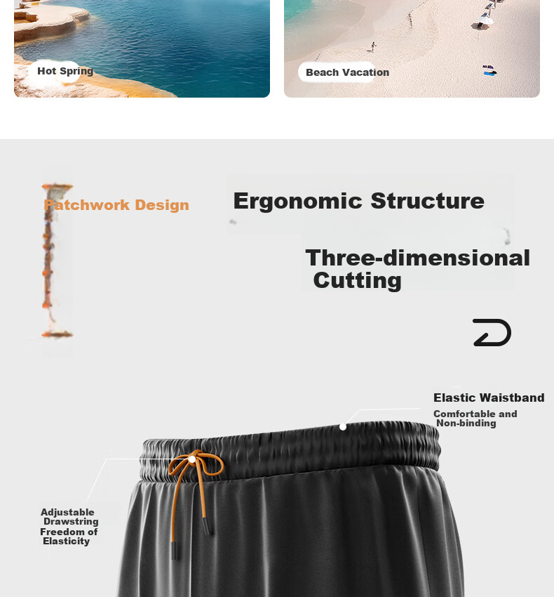 Li-Ning Beach Shorts, Men's Quick-Dry Swim Trunks, Suitable for Water Activities, Loose-Fitting, Minimalist Design, Hot Spring Swimwear, 0301 Black, Size L 4