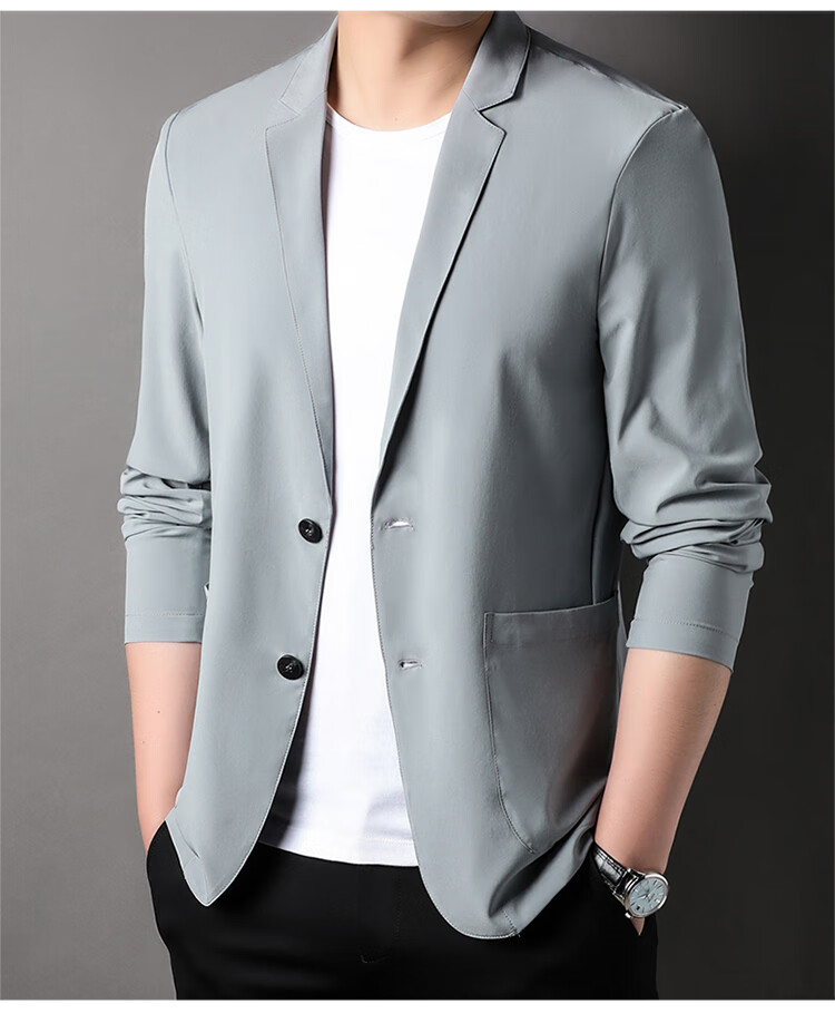 TUCANO Men's Summer Ice-Feel Anti-UV Blazer Suit Jacket Professional Business Casual Top Black XL 11