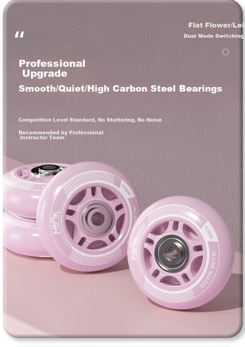 Huabu Roller Skates for Children, Girls' Professional Casual Inline Skates Set, Elementary And Middle School Roller Skates, Lilac Purple S 13