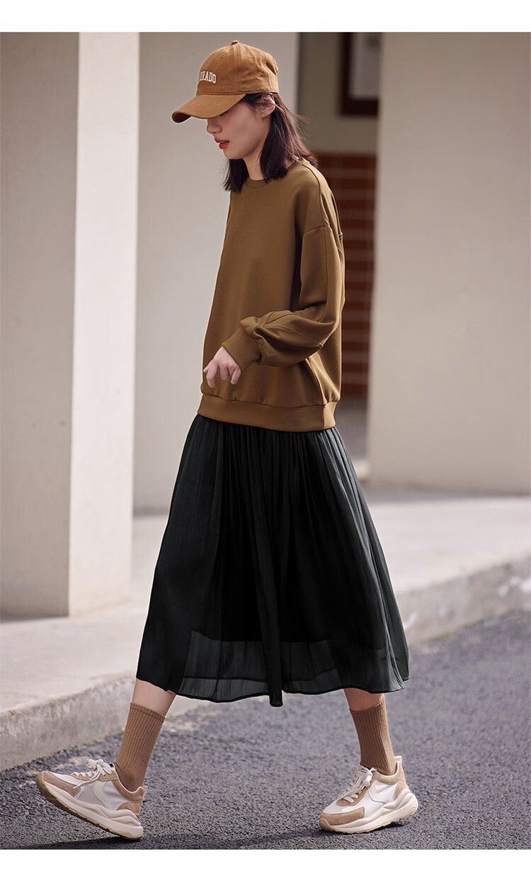 Dme [Flowing Light Pleated Skirt] Spring Style, Internet Celebrity-Inspired Elastic Waist Flowing Pleated Umbrella Skirt for Wome 29