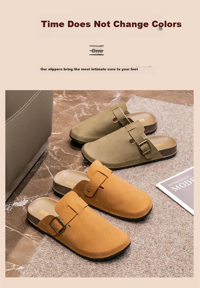 Taxiang Baotou Birkenstock-Style Women's Faux Leather Slip-On Mules, Versatile Outdoor Wear, TQ671, Apricot Color, Size 36/37 11