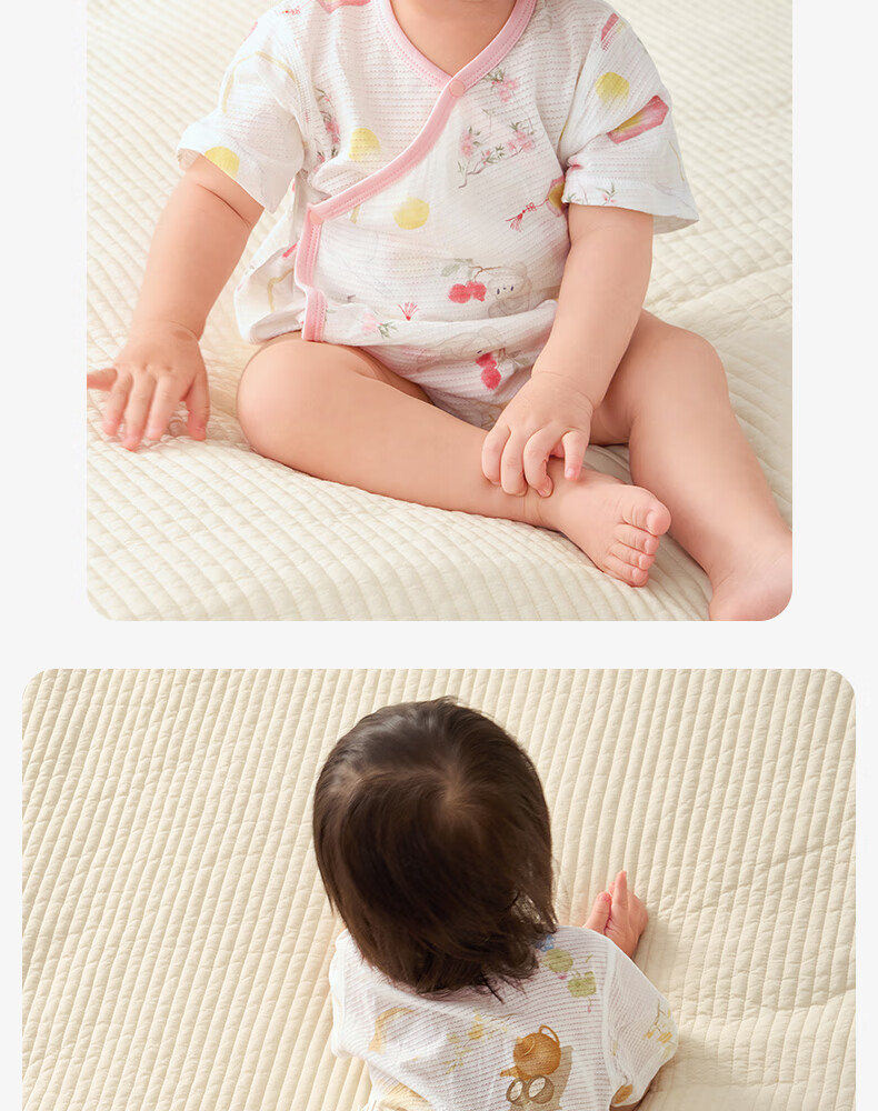 Shiyuejiejing Baby Romper, Summer Thin Style, Infant Onesie, Newborn Pure Cotton Mesh Short-Sleeve A-Class Bodysuit 22