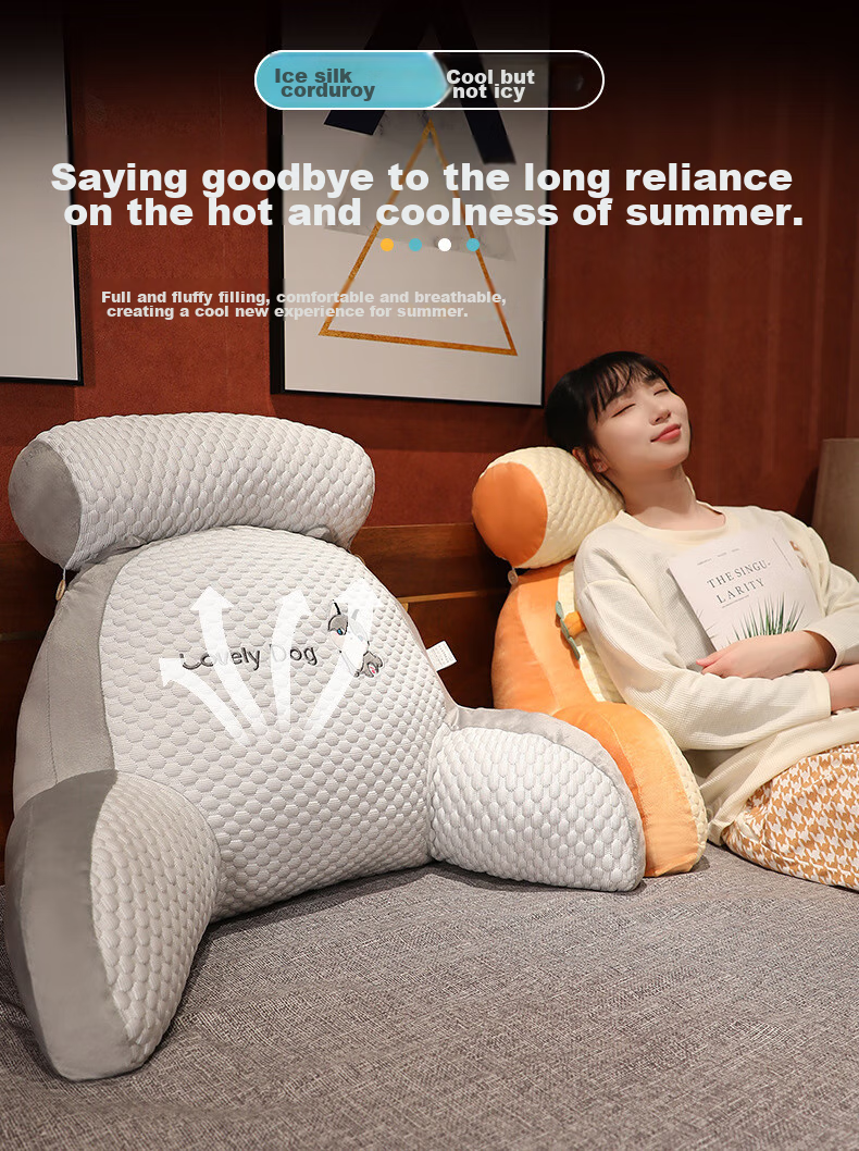 AVIVI Backrest Pillow, Bed Headboard Cushion, Soft Pack Bed Back Support, Office Lumbar Support, Sofa Throw Pillow, Waist Pad, 60*45 Cm, Bingdou Dog Patter 1