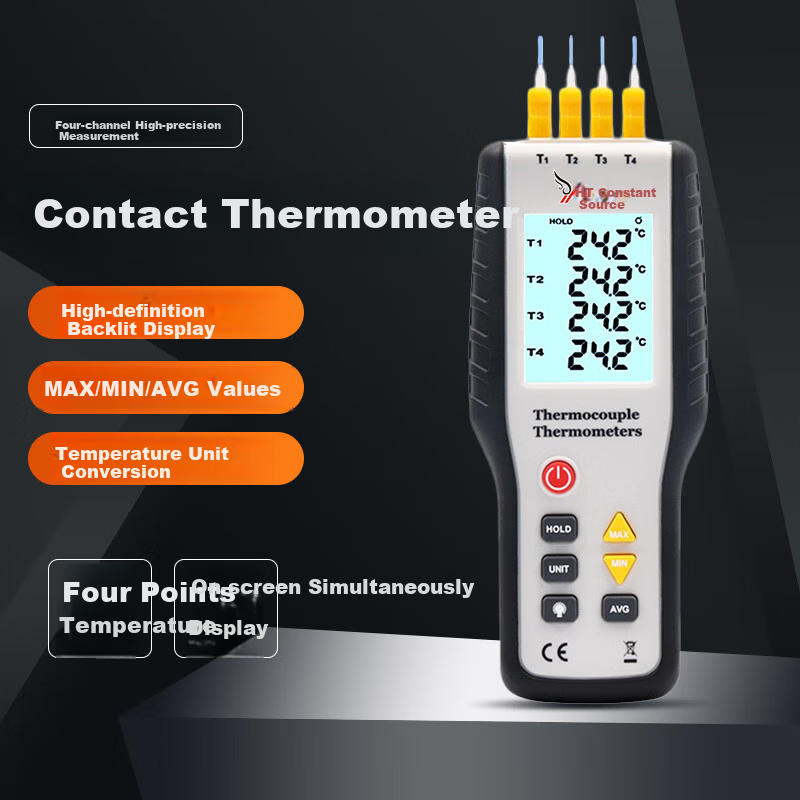YHT Four-Channel Electronic K-Type Thermocouple Probe, Temperature Meter YHT309, Water Temperature Mold Thermometer Gauge 8