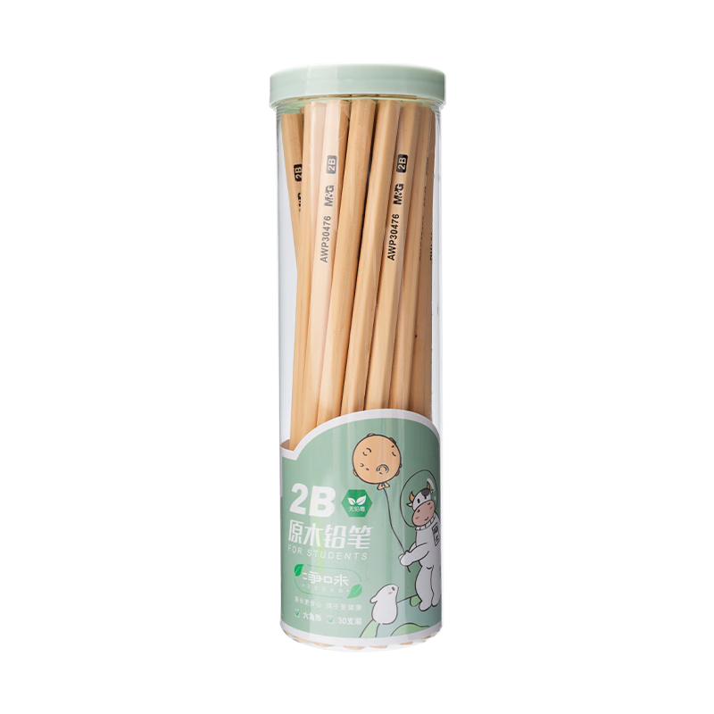 M&G 2B Pencils 30-Pack Odorless Natural Wood Hexagonal Barrel Student Writing Drawing Sketching Wooden Pencils AWP30476