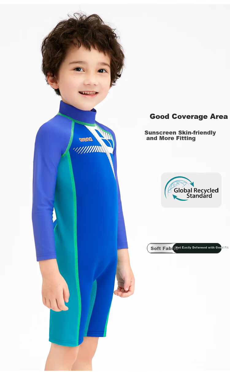 Arena Children's Swimsuit, One-Piece for Boys, Knee-Length, Sun Protection, Chlorine-Resistant, Comfortable, Quick-Drying, Professional Training Swimwear 5