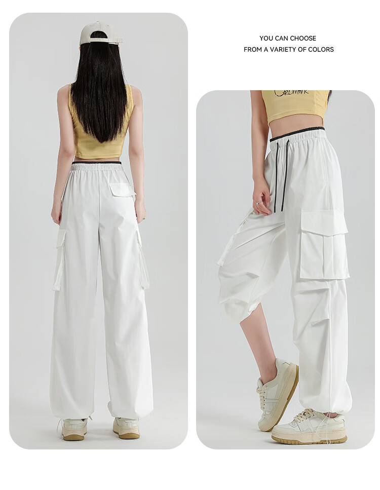 Free Style Women's Cargo Pants Summer Thin 2026 New High Waist Slim Drawstring Jogger Paratrooper Wide Leg Hiking Casual Pants 20