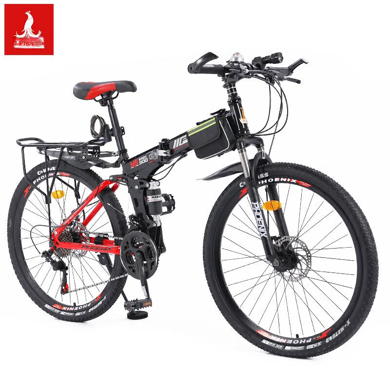 Phoenix Folding Mountain Bike, Adult 27-Speed Gears, Unisex Off-Road Racing Bicycle for Men And Women Students