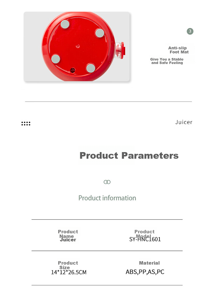 SMILEY SY-HNC1601 Juicer, 160ml Capacity, Single Unit, Red Color 8