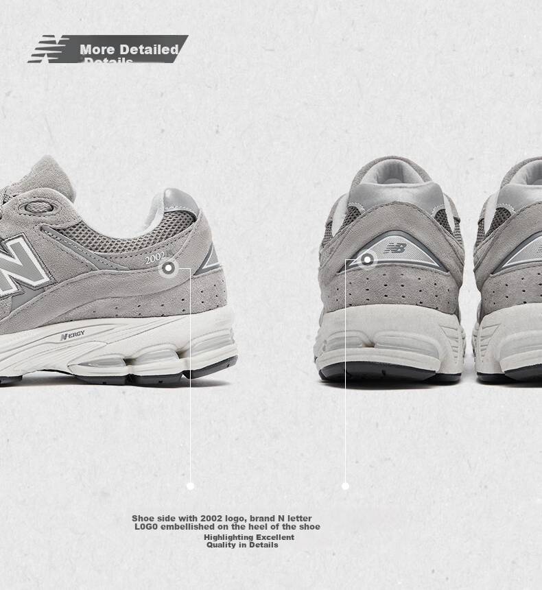 NEW BALANCE Summer Sports Shoes for Men And Women, Versatile Breathable Low-Top Retro Casual Shoes 2002R Series ML2002RC 36 8