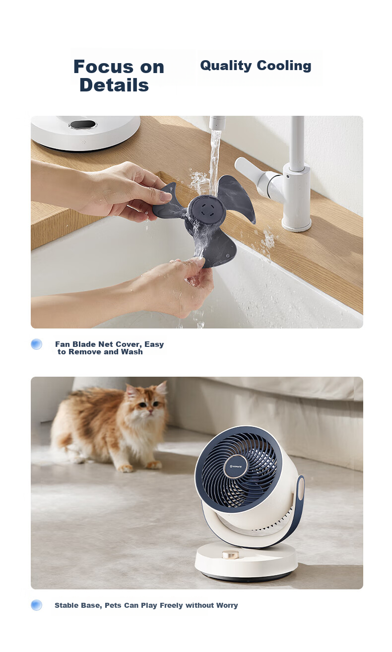 AIRMATE Air Circulation Fan Remote Control Home Desktop Electric Fan Quiet Energy-Saving Clothes Drying Circulation Ventilation Oscillating Small Fan Air Conditioner Companion FA15-RD278 15
