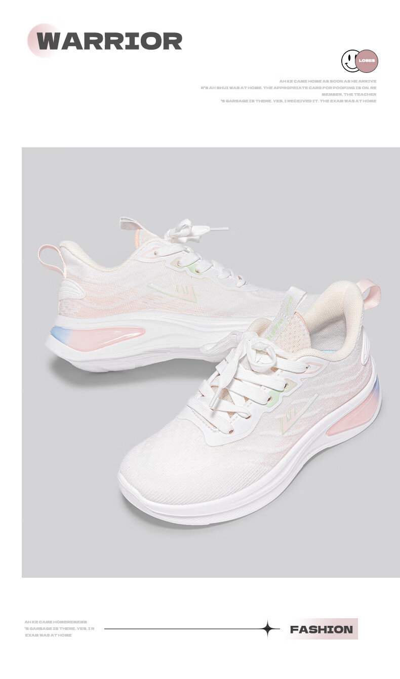 Warrior Official Women's Casual Shoes 2026 Summer Breathable Sports Shoes New High-Height Comfortable Running Shoes White Pink Size 39 12