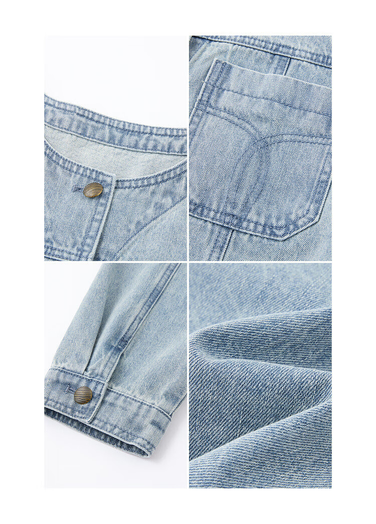 Dme [Single-Neutrality Cloud-Feel Cotton] Spring Korean Style Design Pocket Pressed Line Loose Comfortable Concealing Women's Denim Jacket 6
