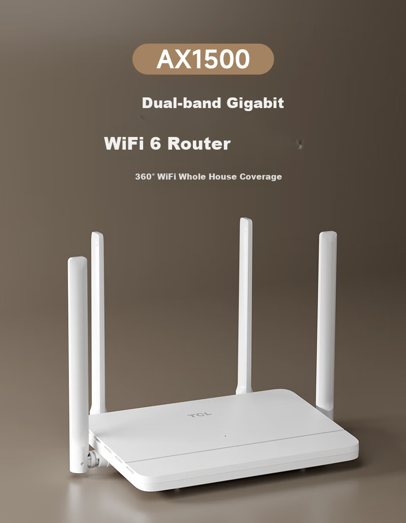 TCL [Gigabit Broadband's Top Choice] AX1500 Wireless WiFi 6 Router, Home 5G Dual-Band High-Speed WIFI Router, Whole-House Network Coverage, Intelligent Wall-Penetrating Signal Enhancement 1