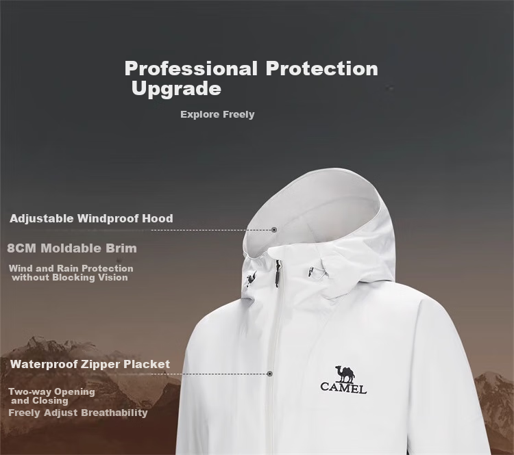 CAMEL [Wang Junkai's Choice], Outdoor Rain God Windbreaker Jacket for Men And Women, Hard Shell, Heavy Rain Level Windproof Waterproof Coat 8