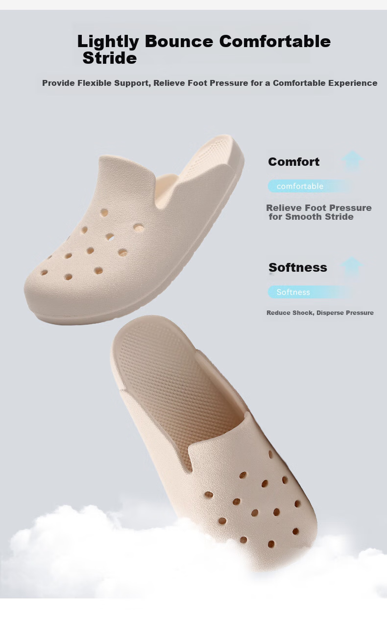 GUOLUOFEI Mule Perforated Shoes for Men And Women, Summer Outdoor Slippers, Non-Slip Waterproof Beach Sandals to Match Skirts, Gray, Size 43-44 2