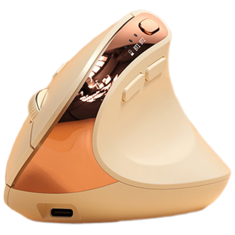 B.O.W Hangshi MD190L MAX Ergonomic Dual-Mode Wireless Bluetooth Mouse, Silent, Vertical Rechargeable Universal Mouse for Laptops And Office Work, Milk Tea Color