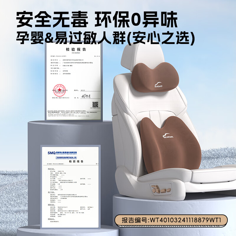 ICAROOM Car Headrest And Lumbar Support Set, Seat Neck Pillow, Memory Foam Car Neck Pillow, Backrest Cushion, Lumbar Pad, Waist Support