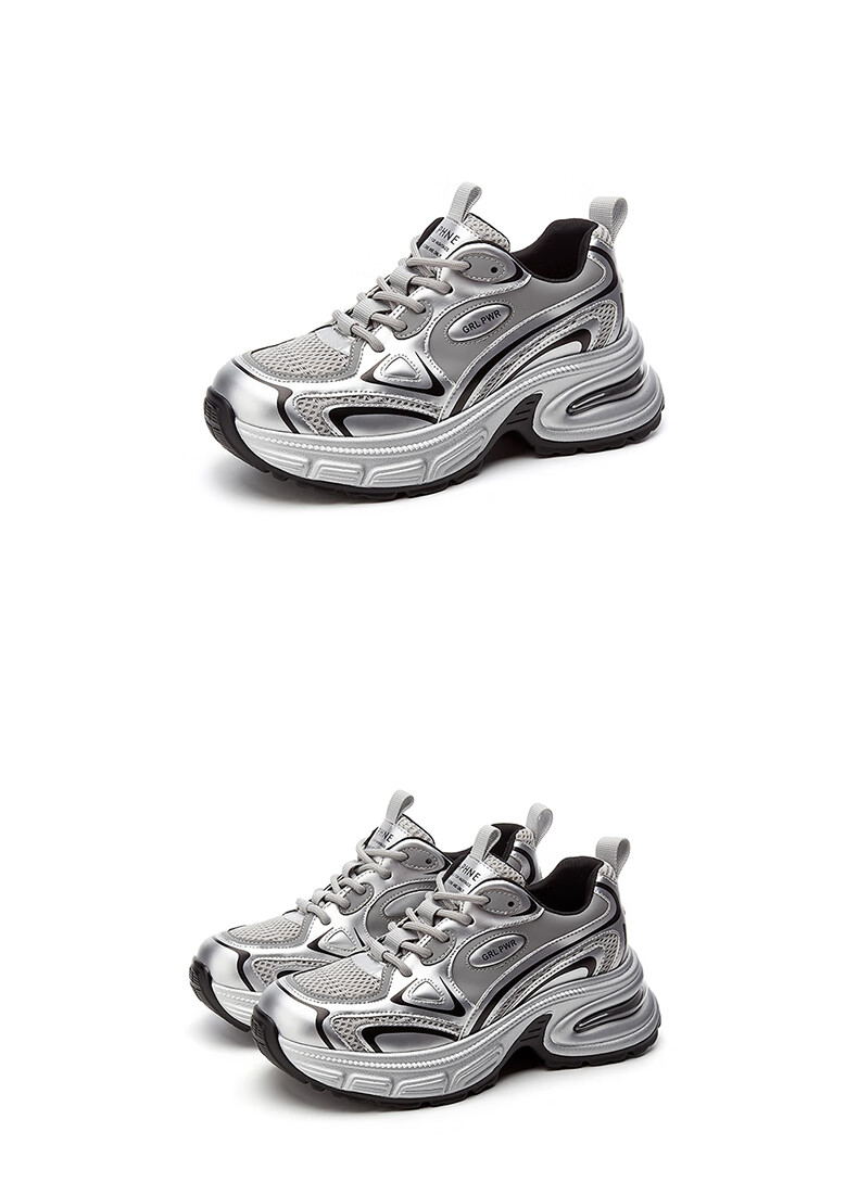 DAPHNE Women's Sports Casual Shoes, Thick-Soled Heightening Dad Shoes, Comfortable Versatile Low-Top Trendy Women's Shoes, Gray, Size 40 15