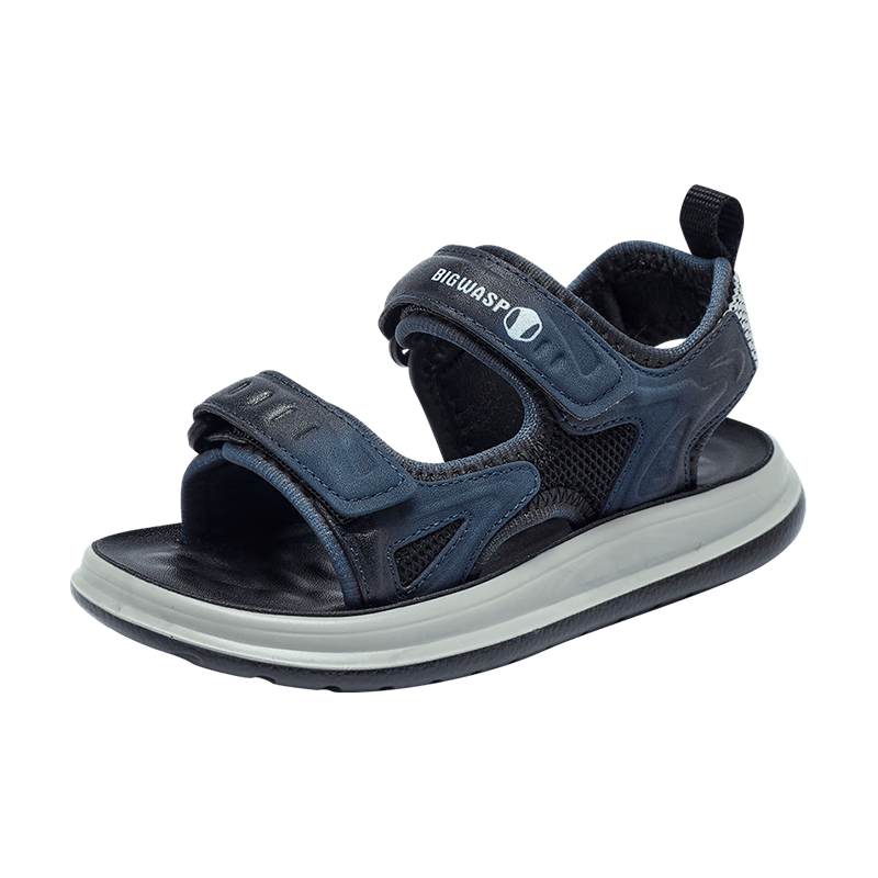 Bumblebee Boys Summer Sandals Children's Open Toe Beach Shoes Non-slip Wear-resistant 3533 Black Dark Blue Size 39