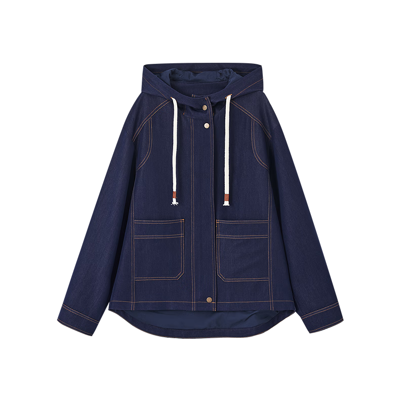 Demana Cozy Multistyle Autumn Korean Sports Hooded Colorblock Double Stitch Loose Petite Women's Jacket
