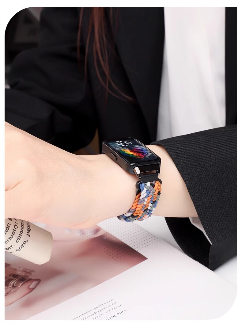 CHENSONG Compatible with Keep B5 Bracelet, Woven Style, 2026 New Model, Loop Magnetic Clasp Strap, Universal for Keep B4/B6 Huawei Watch B6/B7/B3, Black Chocolate Color 4