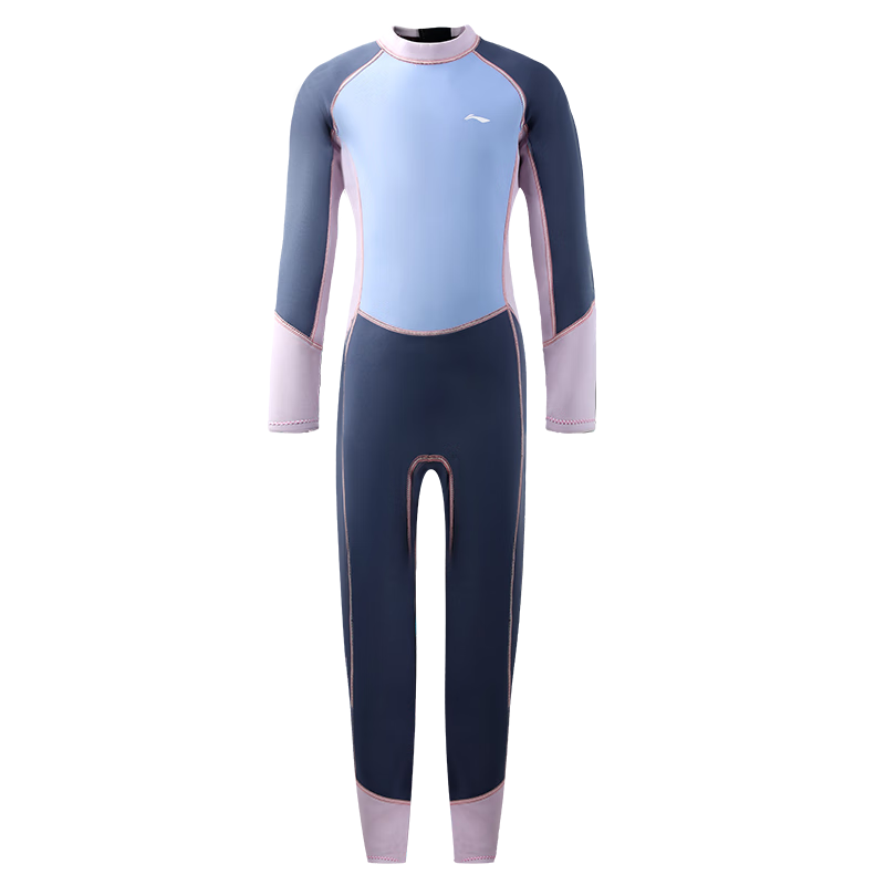 Li-Ning Children's Swimsuit, Girls' Long Sleeve And Long Pants, Warm Professional One-Piece Surfing Suit, Diving And Swimming Equipment, 0081 Pink, Size 160