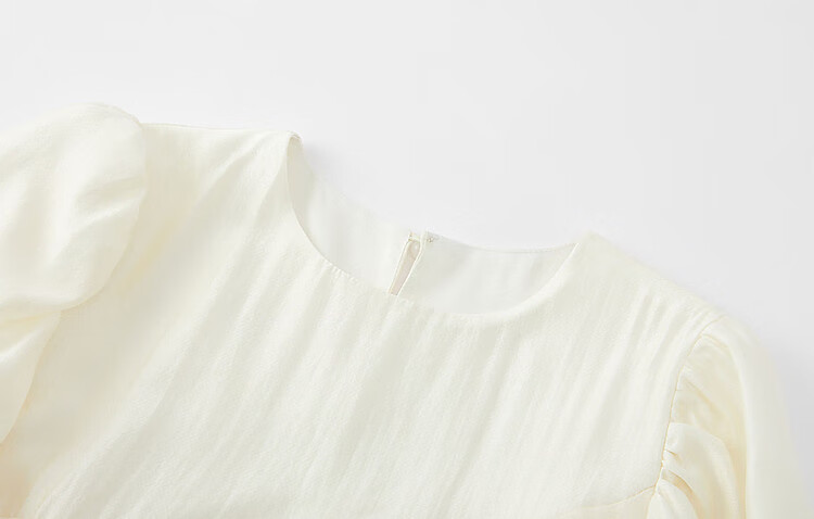 Dme [Luorimian] Summer Breathable Lyocell Tencel Shirt with Asymmetric Ruffle Collar And Puff Sleeves Top 6