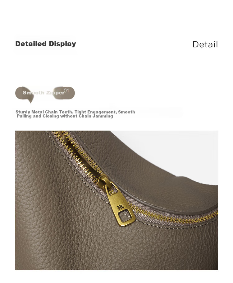 HR Women's Handbag, Top-Grain Leather Underarm Bag, Tote Bag, Large Capacity, Simple Shoulder Bag, Women's Birthday Gift 8