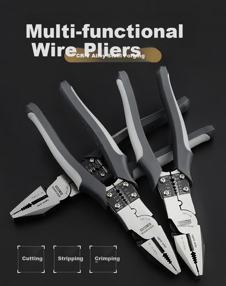 JERXUN Multifunctional 8-Inch Wire Pliers, Tiger Pliers, Electrician's Pliers, Labor-Saving Flat-Nose Pliers, Wire Stripping Pliers, Wire Cutting Pliers, And Wire Stripping Pliers 2