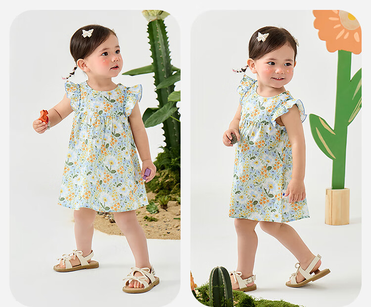 Minibala Girls' Cotton Dress, Baby Clothes, Princess Dress, New Style Skirt 15