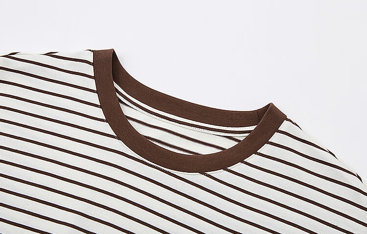 Demana [Leisure Style] Summer Simple Retro Striped Five-Sleeve Loose Fit Slimming Women's T-Shirt 8