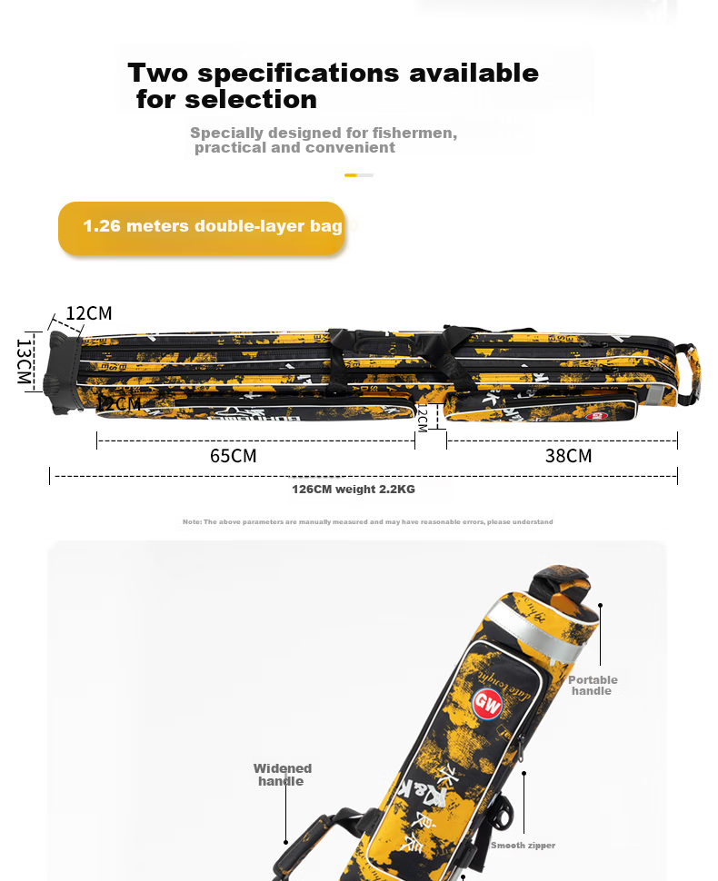 GW Fishing Tackle Bag, Water Color Liangchen Rod Bag, 1.3 Meters Single-Layer Large Belly Bag, Sea Rod Bag, Rock Fishing Rod Bag, Lure Bag, Fishing Tackle Accessories, Angling Equipment 7