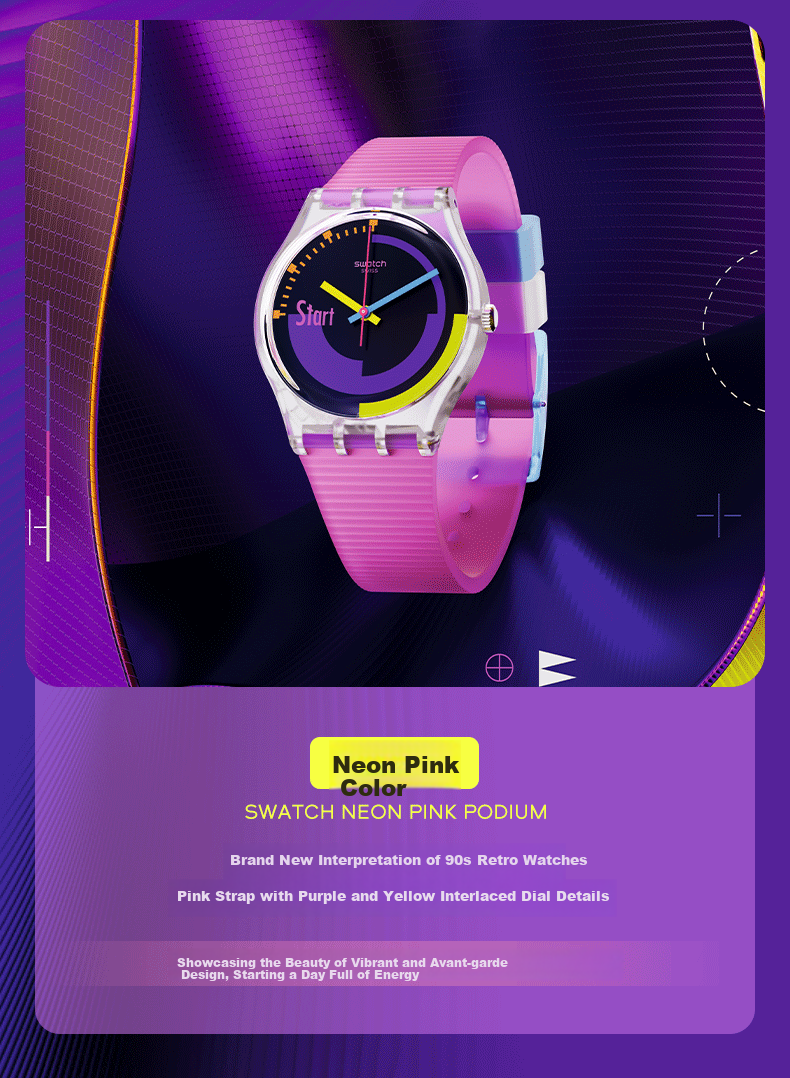 Swatch Swiss Watch, Three-Eye Chronograph Trendy Color-Block Retro Quartz Watch, Holiday Gift, Neon Luminous Marker 3