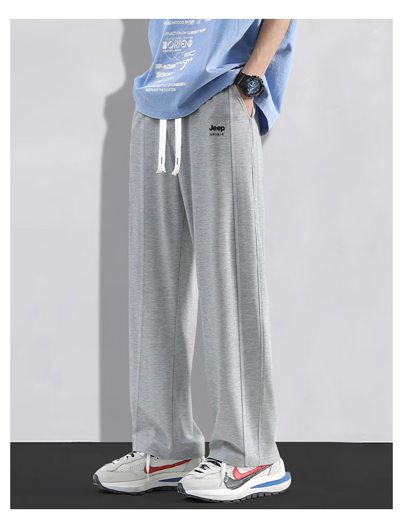 JEEP SPIRIT Men's Sweatpants for Spring And Autumn, Loose Wide-Leg Trousers, Versatile Comfortable Casual Pants, Long Pants for Men, Black 4XL 10