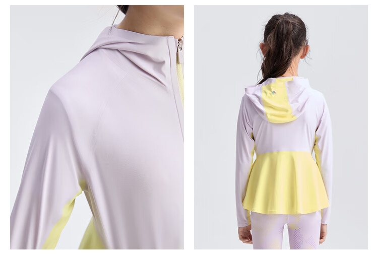 Moodytiger Children's Ice Silk Shirt, Summer Boys' Sun Protection Clothing, Cool Breathable Thin Style, Girls' Sun Protection Shirt, Color-Block Mosquito-Proof Skin Coat 27