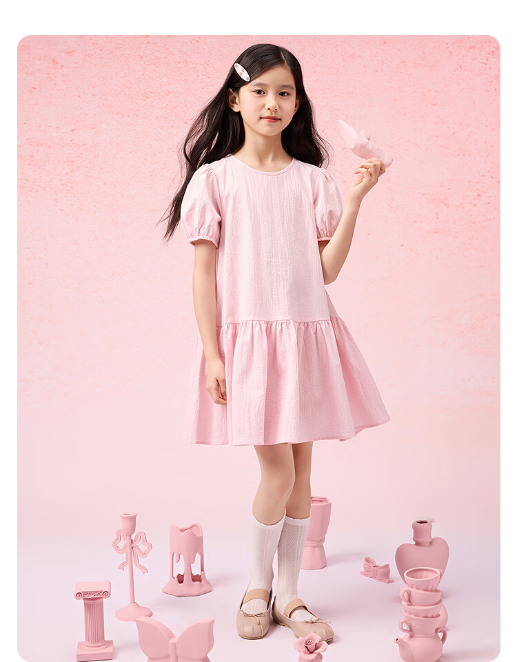 BALABALA Children's Clothing, Girls' Dress, Summer 2025 Collection, Big Girls' Dress, Sweet Puff Sleeves, Fashionable, 208225111014 10
