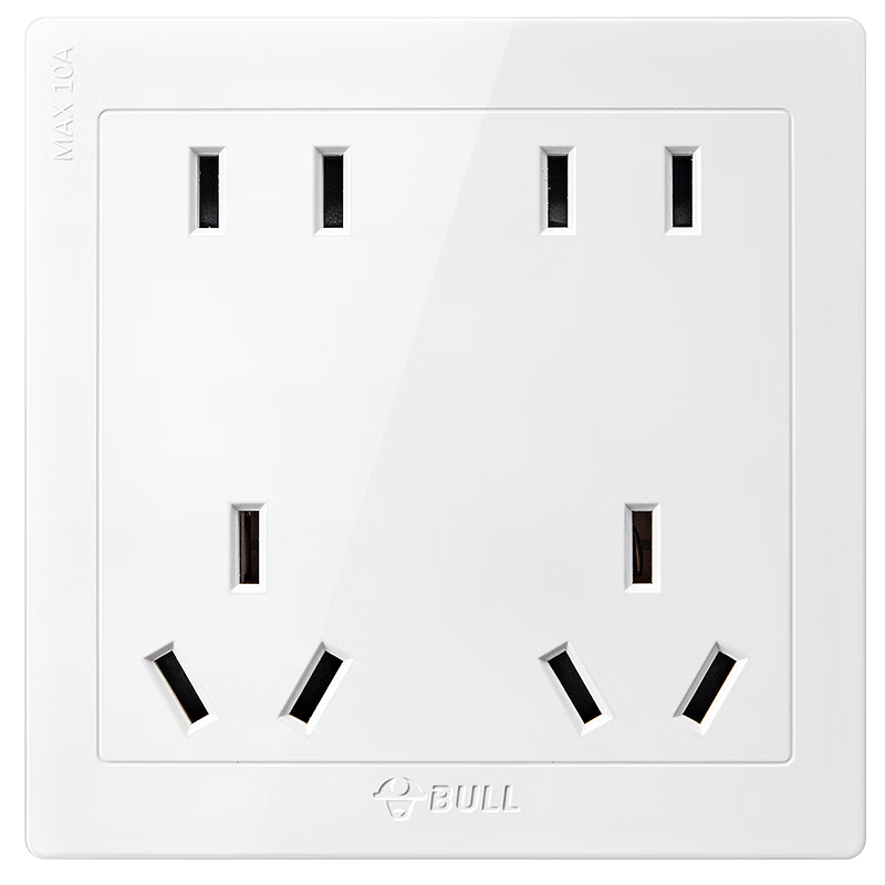 BULL Switch Socket G07 Series, Ten-Hole Socket 86-Type Socket Panel, G07Z423, Ivory White