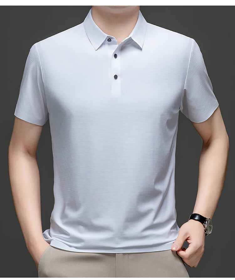 LangSha Polo Shirt for Men, Summer Sports T-Shirt, Loose-Fitting Cool Ice Silk Collar, Short Sleeve Fitness Running Father's Day Gift 35