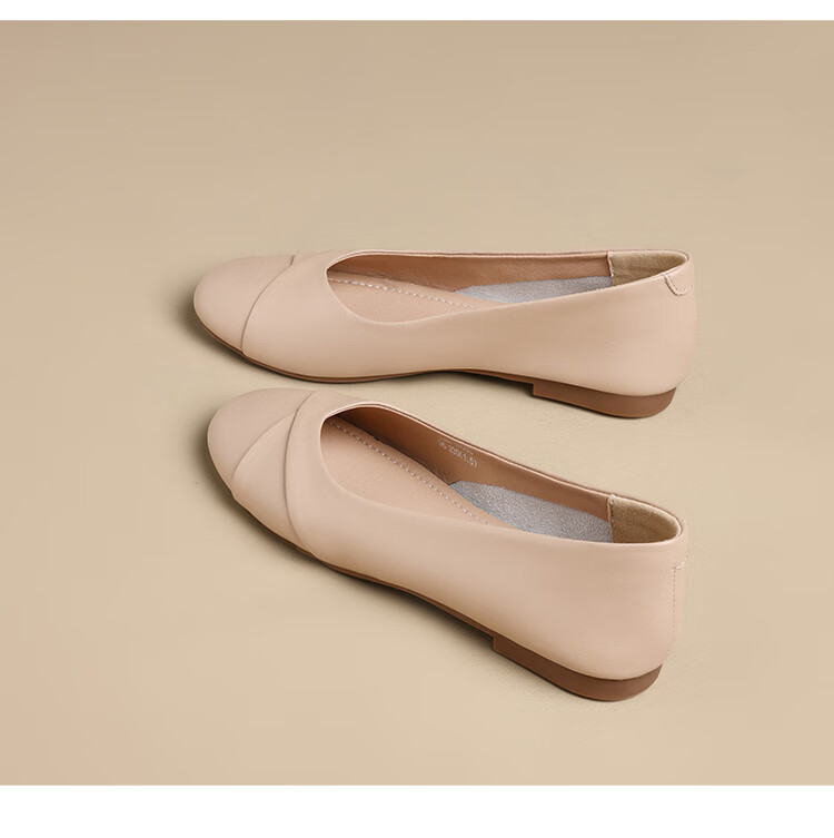 ZHR Women's Genuine Leather Vintage Casual Flats Soft Sole Low-Cut Shoes AH582 Beige Size 39 28