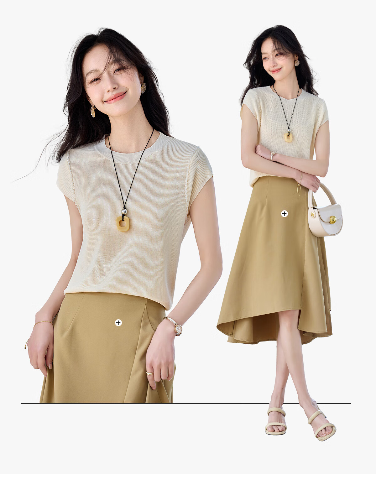 PinCai Women's Summer Solid Color Short-Sleeve Knitted T-Shirt, Distinctive Base Layer Top P52T077 7