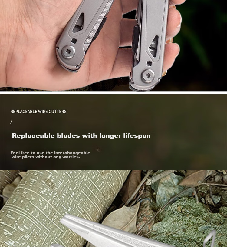 GEDUN Multi-Functional Tool Pliers, Folding Pliers, Portable Survival Knife, Outdoor Emergency Rescue Tools, Tactical Pliers, Wrench, Scissors 7